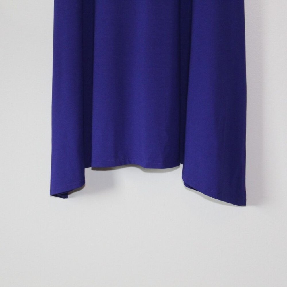 Eileen Fisher Scoop Neck Stretch Asymmetric Dress Purple PM Petite Med H13284 - Picture 9 of 11